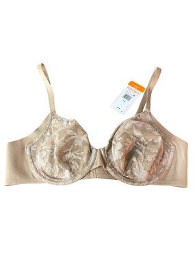 Warner's Blissful Benefits Unlined Underwire Bra Tan Beige Neutral Sz 38D